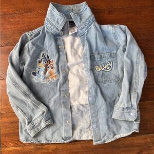 Light Blue Kids Jean Jacket with Fun Bluey Patches